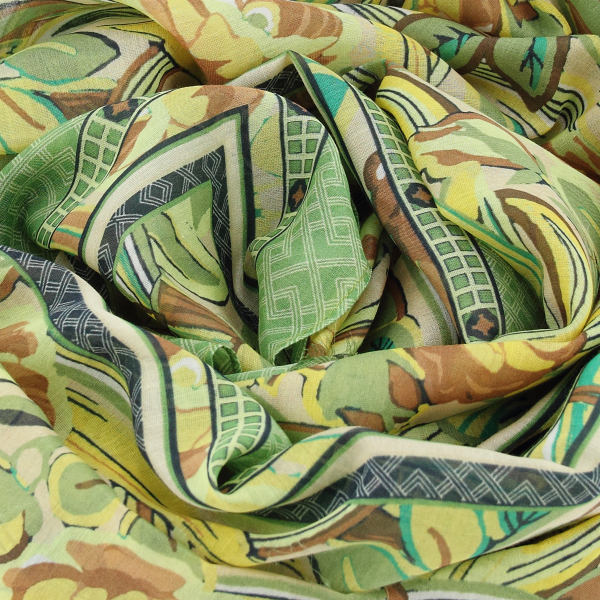 Women's-cotton-silk-stole-green-printed-Belle de nuit