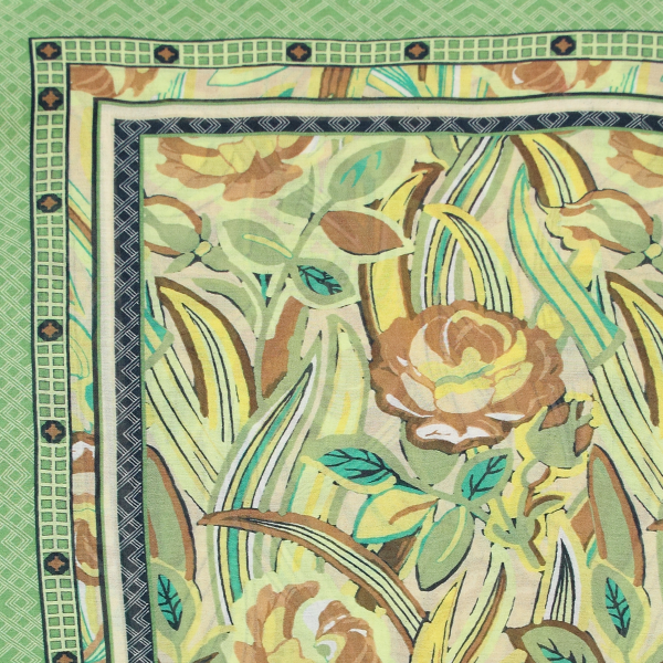 Women's-cotton-silk-stole-green-printed-Belle de nuit