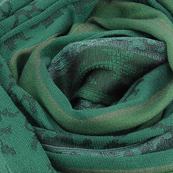 Green-wool-silk-women's-scarf-Arborescence