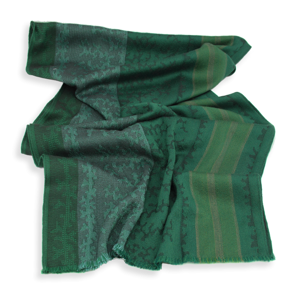 Green-wool-silk-women's-scarf-Arborescence