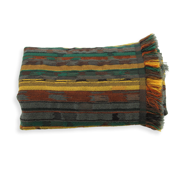 Green khaki-yellow-silk-wool-men's-scarf-Orpheon