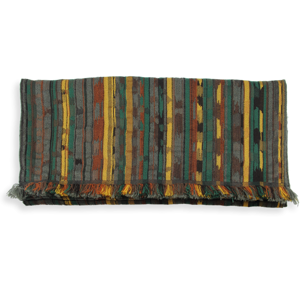 Green khaki-yellow-silk-wool-men's-scarf-Orpheon