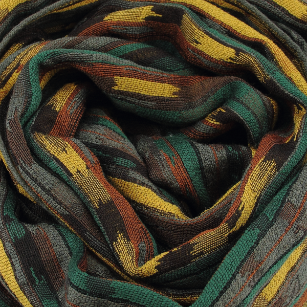 Green khaki-yellow-silk-wool-men's-scarf-Orpheon