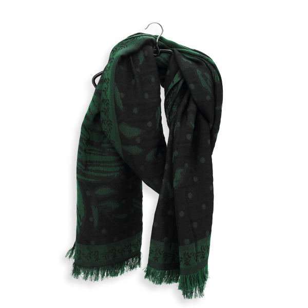 Green-black-cotton-silk-wool-women’s-stole-maxi-floral