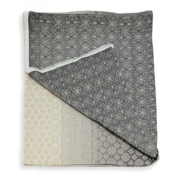 Men's-linen-cotton-scarf-grey-beige-Logo