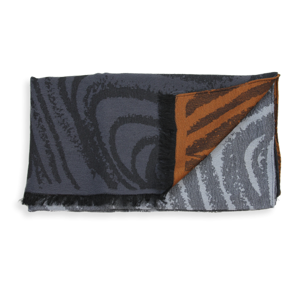 Over size-stole-man-woman-wool-merino-modal-leather-grey-Spirit-1A