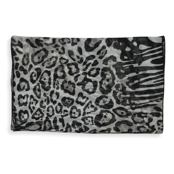 Grey-animal skin-printed-silk-women's-scarf