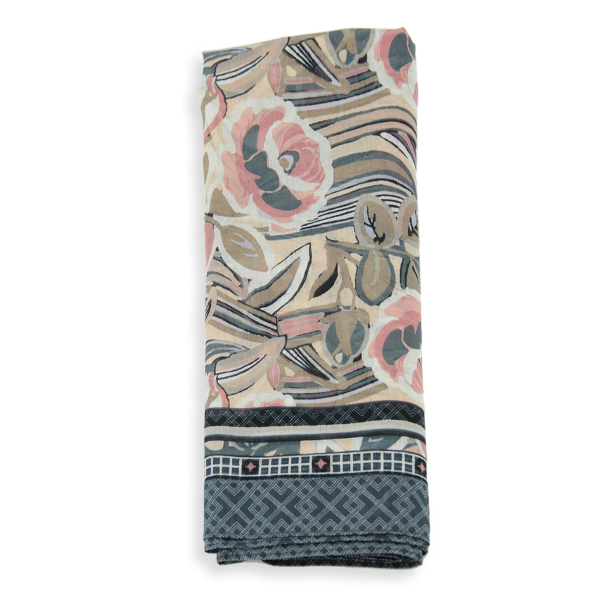 Women's-cotton-silk-stole-grey-printed-Belle de nuit