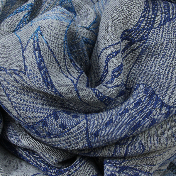 Gray-blue-100% natural-women's-blend-stole-Venise