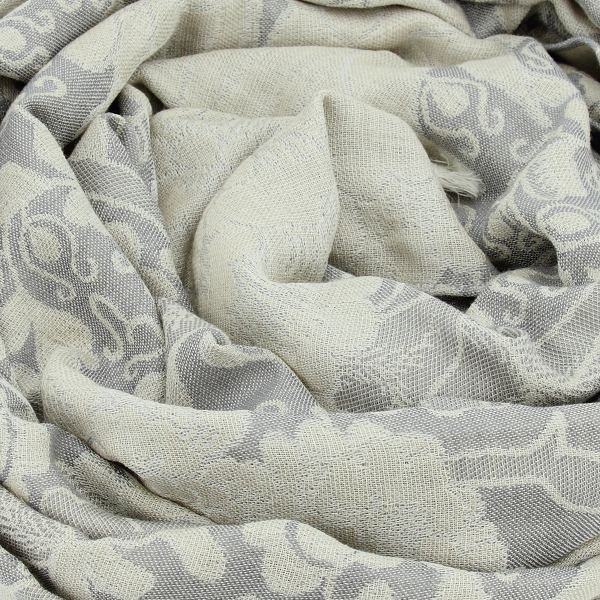 Grey-wool-cashmere-women’s-scarf-oiseaux paradis