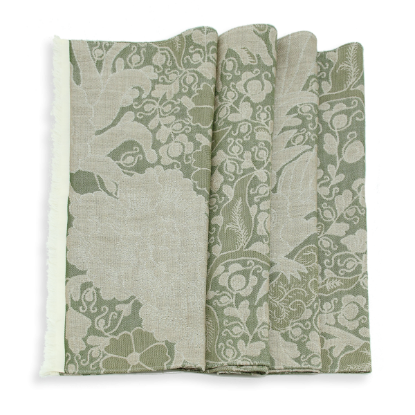 Green-wool-cashmere-women’s-scarf-oiseaux paradis