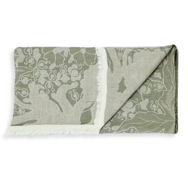 Green-wool-cashmere-women’s-scarf-oiseaux paradis