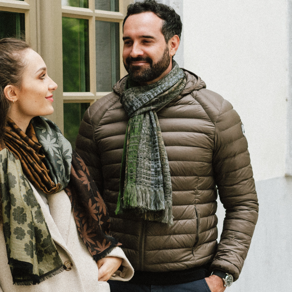 Gray-khaki-rayon-Merino wool-men’s-scarf-Janeiro