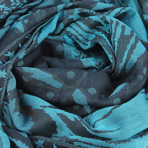Navy-turquoise-cotton-silk-wool-women’s-stole-maxi-floral