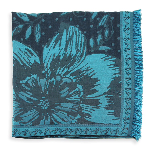 Navy-turquoise-cotton-silk-wool-women’s-stole-maxi-floral