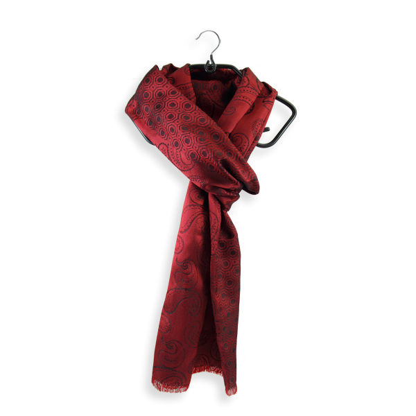 Red-silk-men's-scarf-Charles-made-in-France