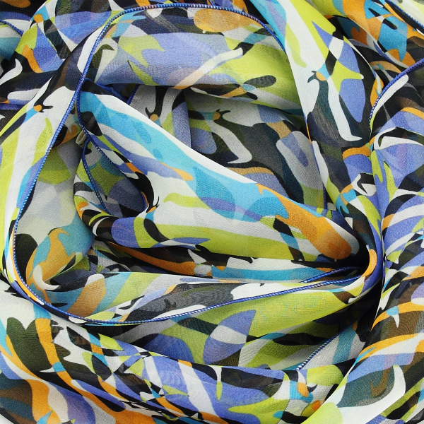 Multicolored blue-women's-silk-scarf-printed-flower-wild