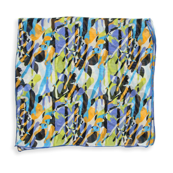 Multicolored blue-women's-silk-scarf-printed-flower-wild