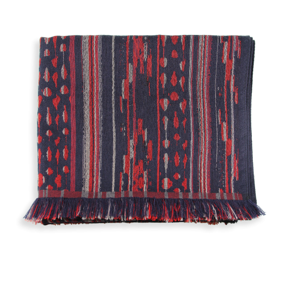 Navy-red-cotton-silk-wool-men’s-scarf-Sauvage