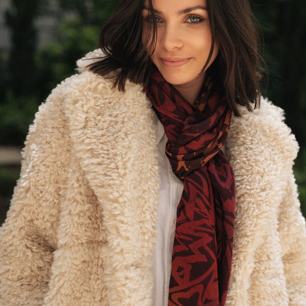 Red-orange-100% natural-women’s-stole-Savane