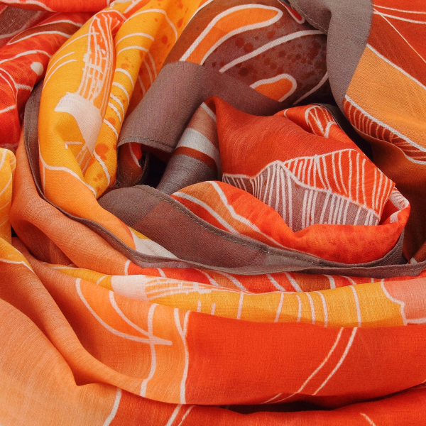Tropical Jungle-orange-cotton-silk-women’s-stole