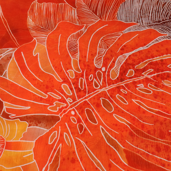 Tropical Jungle-orange-cotton-silk-women’s-stole