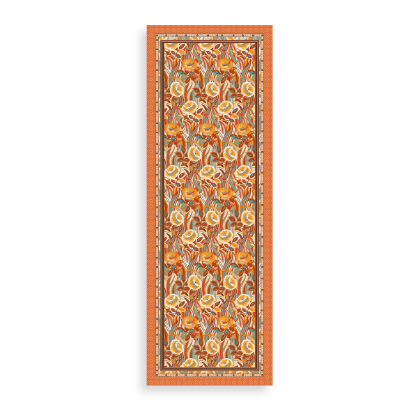 Women's-cotton-silk-stole-orange-printed-Belle de nuit