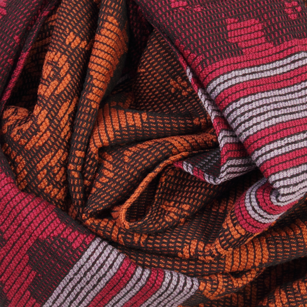 Woman-stole-wool-coton-orange-red-Partition