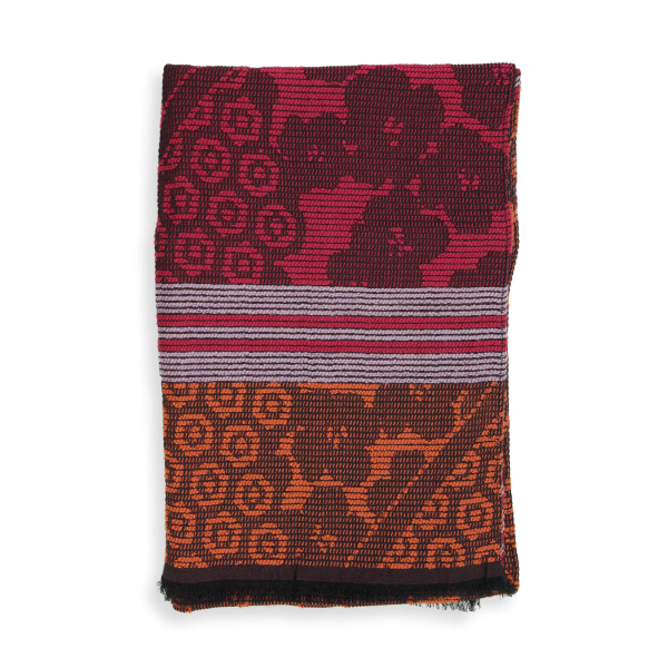 Woman-stole-wool-coton-orange-red-Partition