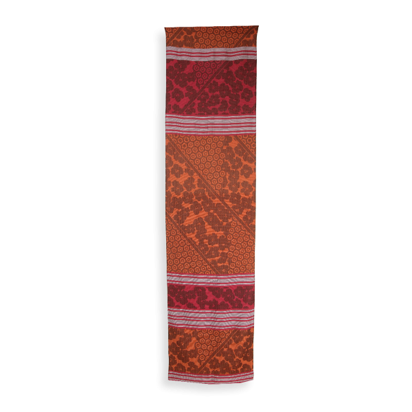 Woman-stole-wool-coton-orange-red-Partition