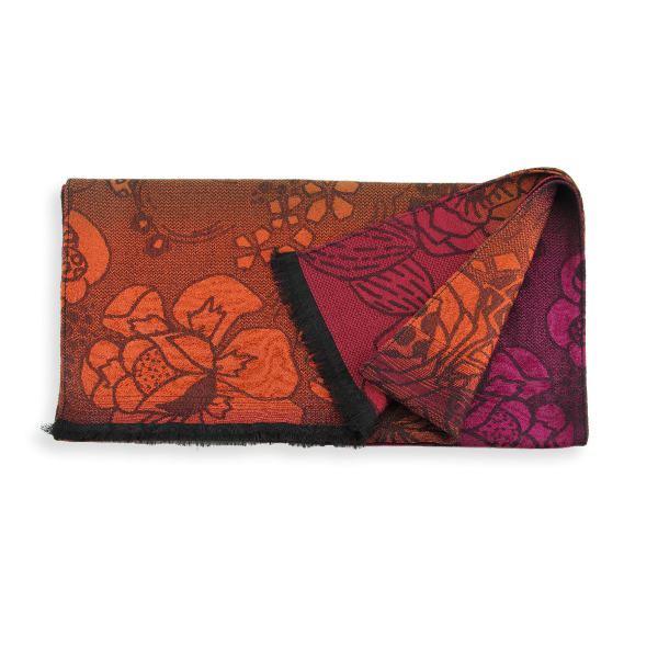 Pink-orange-rayon-Merino wool-women’s-scarf-Style