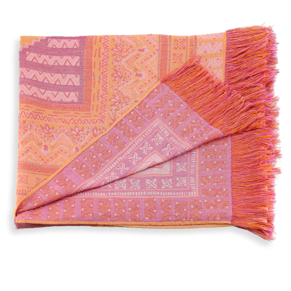 Women's-large stole-wool-orange-Sherazade