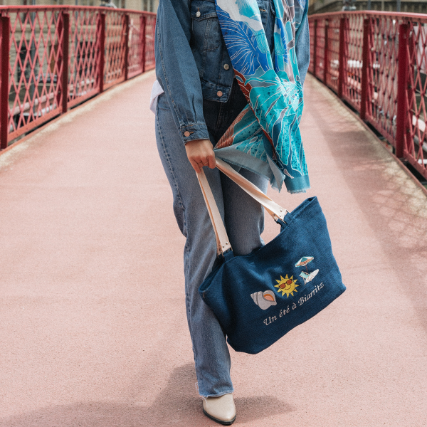 embroidered personnalizable totebag - sun