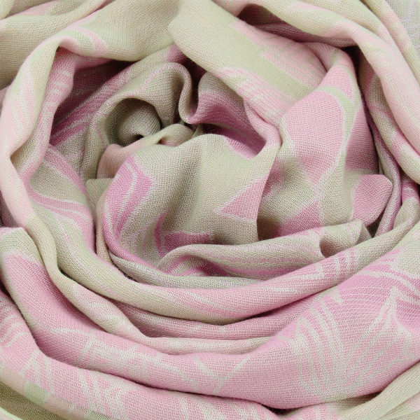 Women's-cotton-linen-stole-pink-tropical-flowers