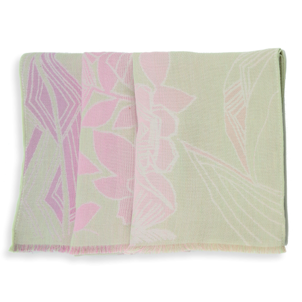 Women's-cotton-linen-stole-pink-tropical-flowers