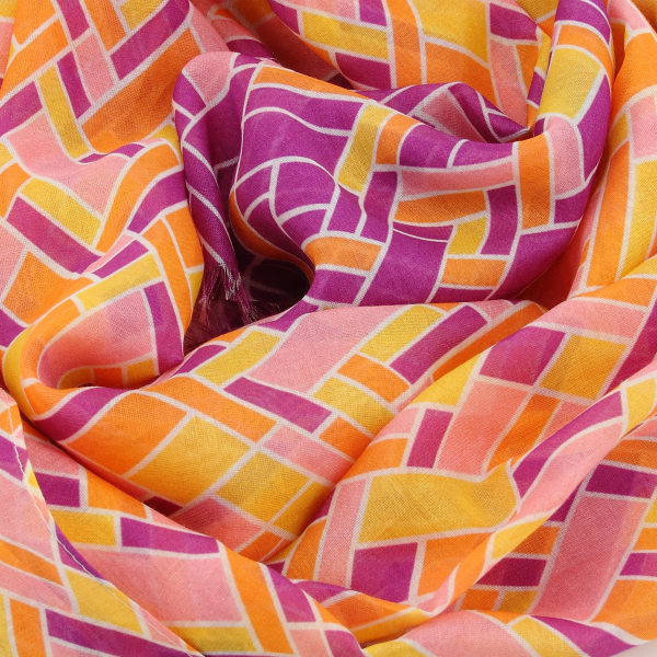 Women's-purple-cotton-silk-printed-scarf-Mosaique