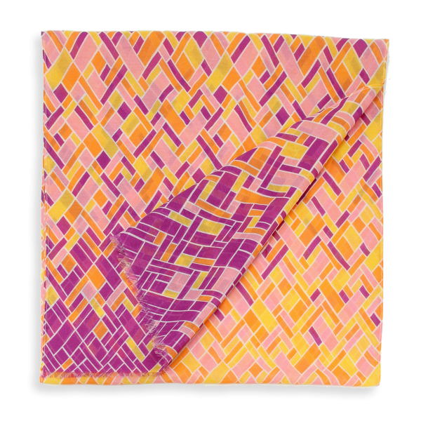 Women's-purple-cotton-silk-printed-scarf-Mosaique