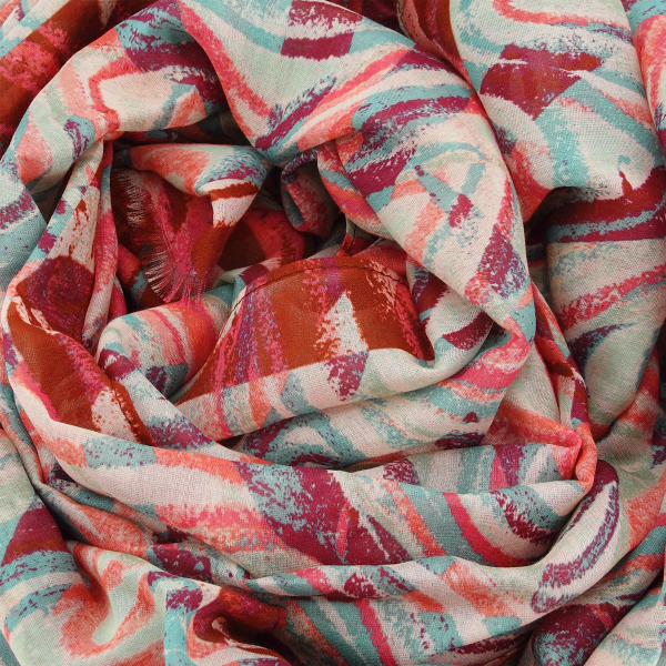 Women's-silk-cotton-stole-pink-printed-Vagues