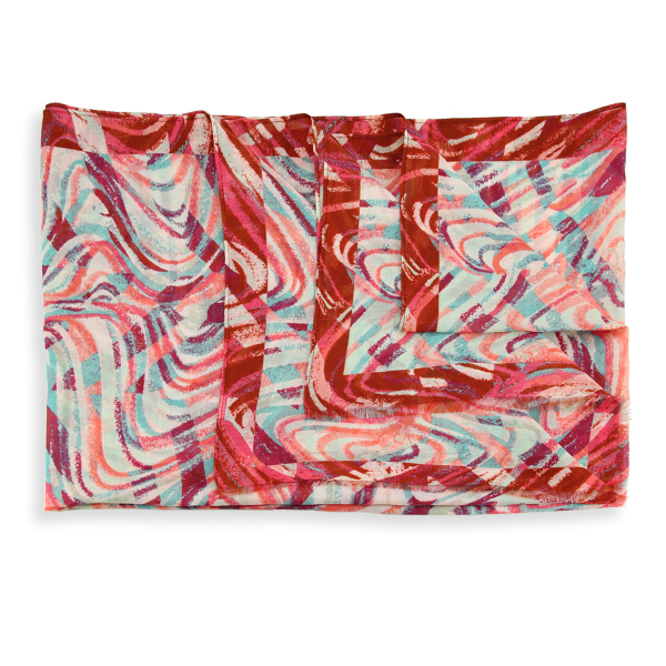 Women's-silk-cotton-stole-pink-printed-Vagues