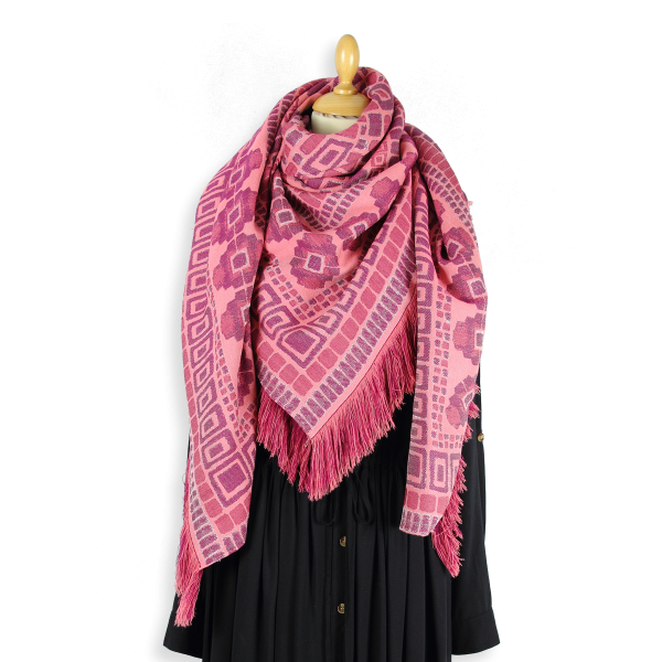 Pink-wool-rayon-women’s-scarf-Rive gauche