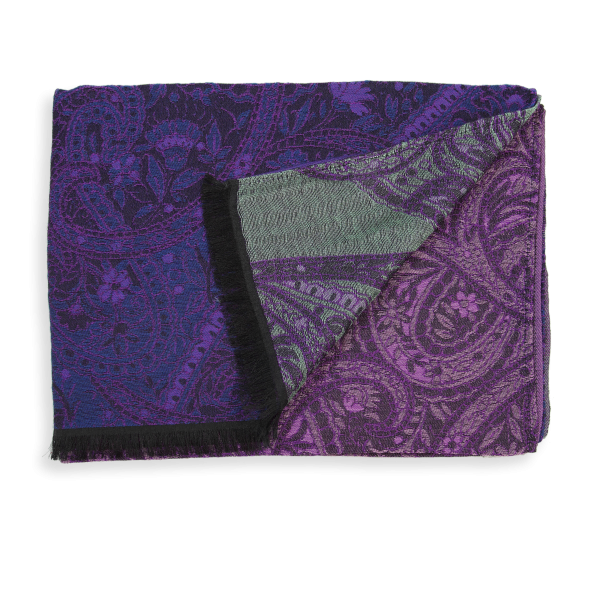Purple-green-cotton-silk-wool-women’s-stole-Paisley