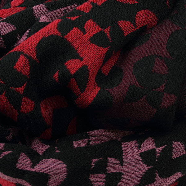 Red-black-Merino wool-rayon-men’s-scarf-Running