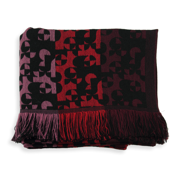 Red-black-Merino wool-rayon-men’s-scarf-Running