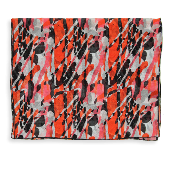 Red and black-women's-silk-scarf-printed-flower-wild