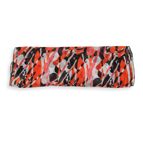 Red and black-women's-silk-scarf-printed-flower-wild