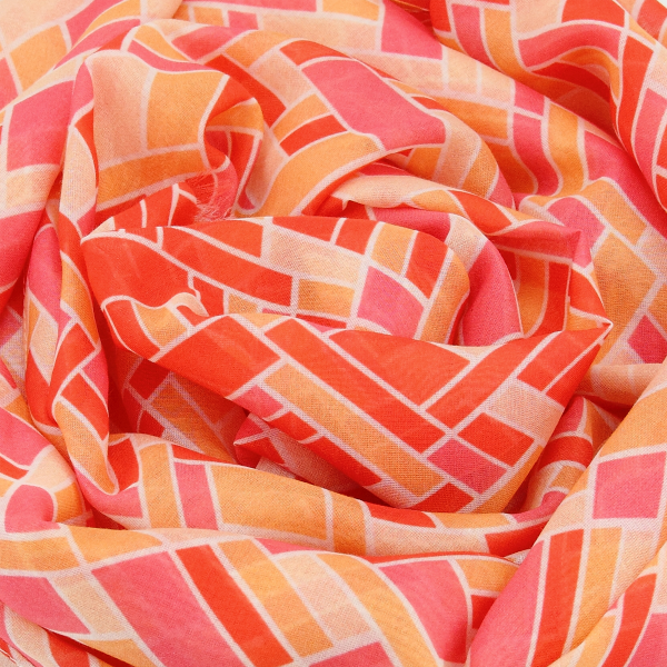 Women's-red-cotton-silk-printed-scarf-Mosaique