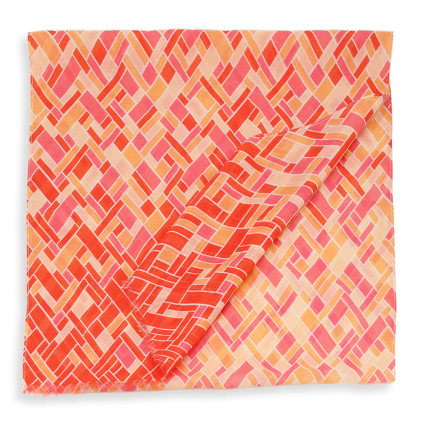 Women's-red-cotton-silk-printed-scarf-Mosaique