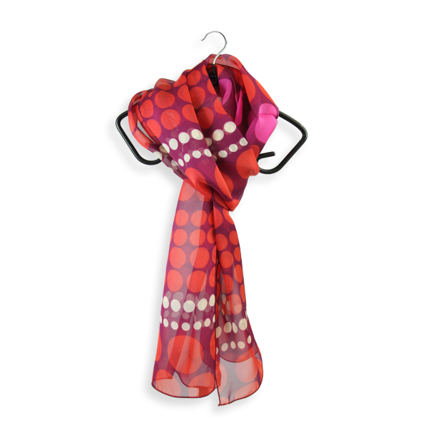 polka dot-printed-red-women's-silk-scarf