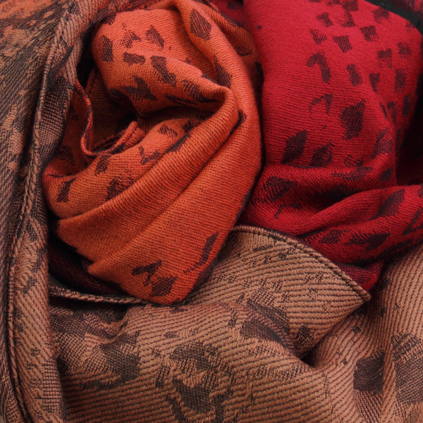 Red-orange-rayon-wool-women’s-stole-Delice