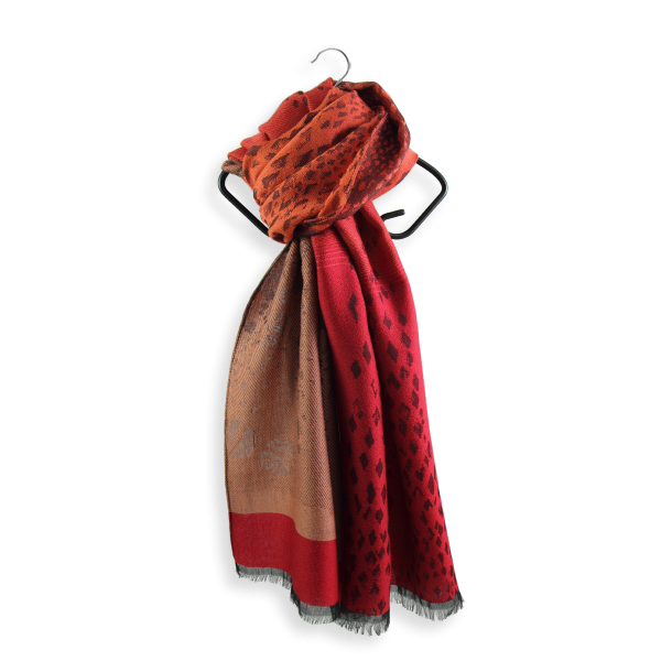 Red-orange-rayon-wool-women’s-stole-Delice